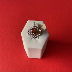 Bomb Party RBP6137 “Admire The Beauty” Topaz CZ on Rhodium Size 6 HALO Ring NWT